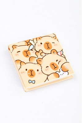 Блокнот клеений, 8х8 cм, 70 аркушів, кольорові сторінки,  "Капібара"